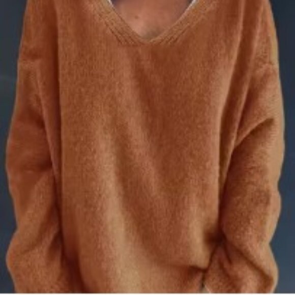 Sweaters - 1XL - Plus Size Casual Sweater, Women's Plus Solid, Long Sleeve, V Neck